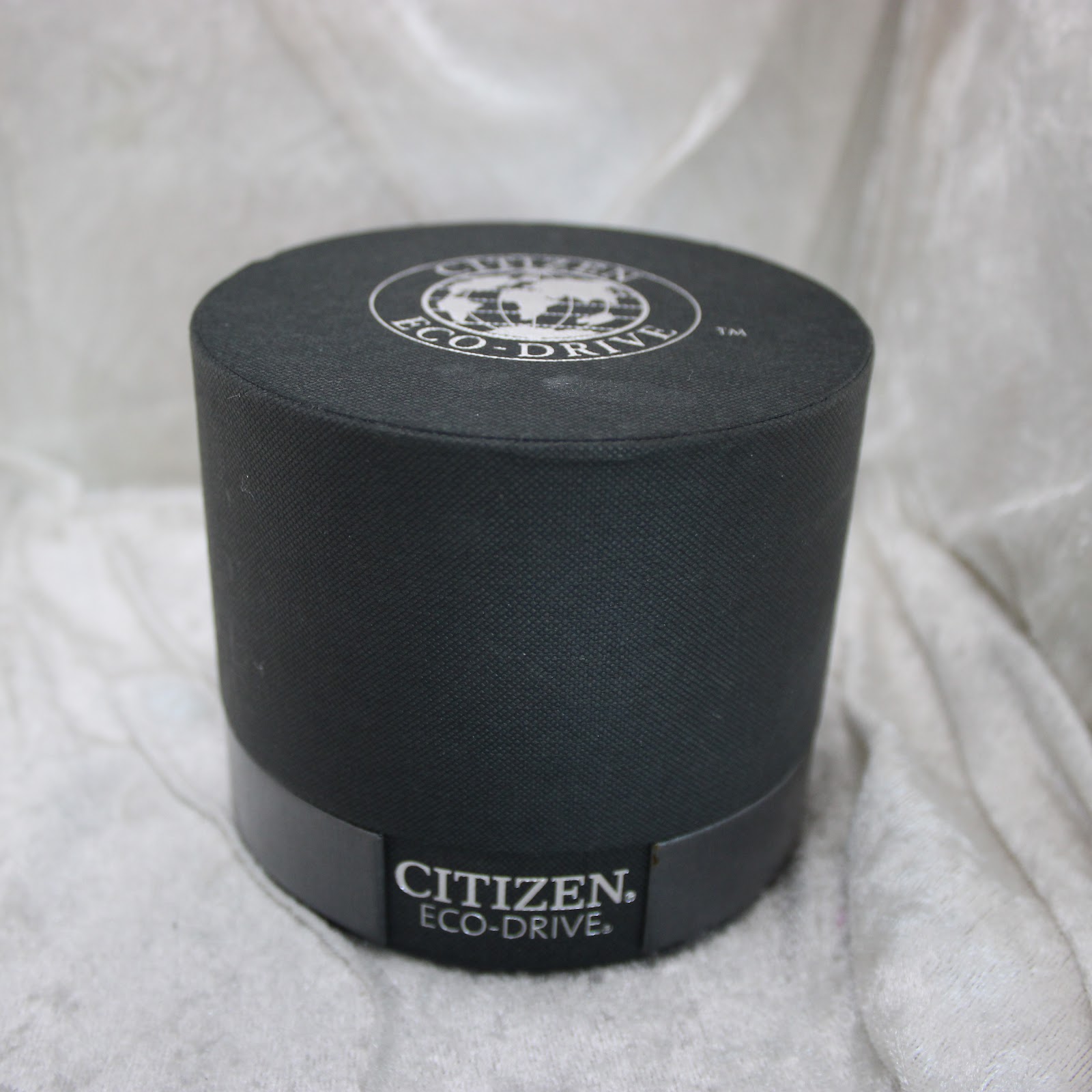 Closed original Citizen Eco-Drive branded watch box.